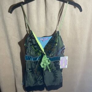 Hale Bob Green and Blue Embroidered Camisole
